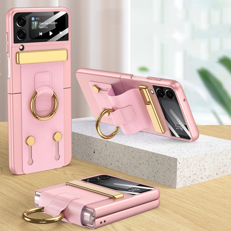 For Samsung Galaxy Z Flip4 GKK Ultrathin Shockproof Phone Case with Ring Holder / Wrist Strap(Pink) - Galaxy Z Flip4 5G Cases by GKK | Online Shopping South Africa | PMC Jewellery