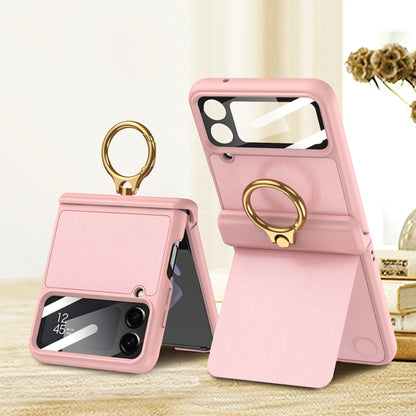 For Samsung Galaxy Z Flip4 GKK Magnetic Fold Hinge Full Coverage Phone Case with Ring Holder(Pink) - Galaxy Z Flip4 5G Cases by GKK | Online Shopping South Africa | PMC Jewellery