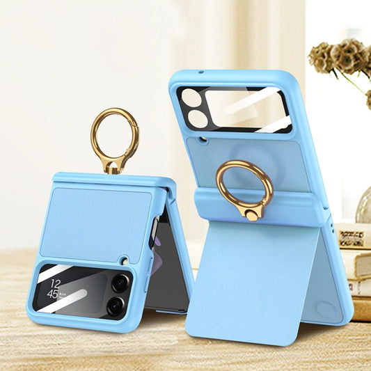 For Samsung Galaxy Z Flip4 GKK Magnetic Fold Hinge Full Coverage Phone Case with Ring Holder(Blue) - Galaxy Z Flip4 5G Cases by GKK | Online Shopping South Africa | PMC Jewellery