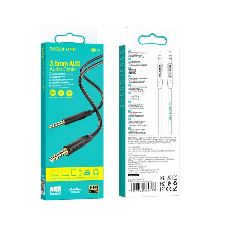 Borofone BL16 Clear Sound 3.5mm AUX Audio Cable, Length:1m(Black) - Video & Audio Cable by Borofone | Online Shopping South Africa | PMC Jewellery