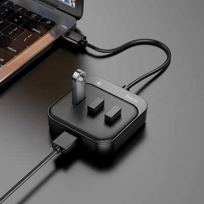 hoco HB31 Easy 4 in 1 USB to USB2.0x4 Converter, Cable Length:1.2m(Black) - USB HUB by hoco | Online Shopping South Africa | PMC Jewellery