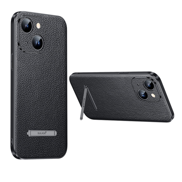 For iPhone 14 SULADA Famous Artisan Series Litchi Leather PC + TPU Phone Case(Black) - iPhone 14 Cases by SULADA | Online Shopping South Africa | PMC Jewellery