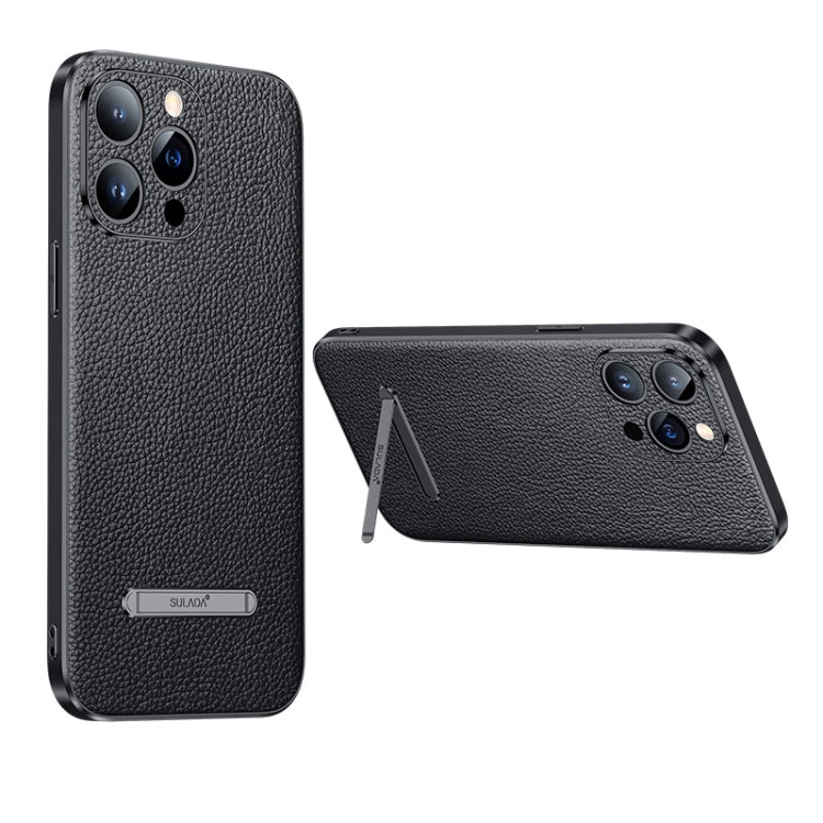 For iPhone 14 Pro SULADA Famous Artisan Series Litchi Leather PC + TPU Phone Case(Black) - iPhone 14 Pro Cases by SULADA | Online Shopping South Africa | PMC Jewellery