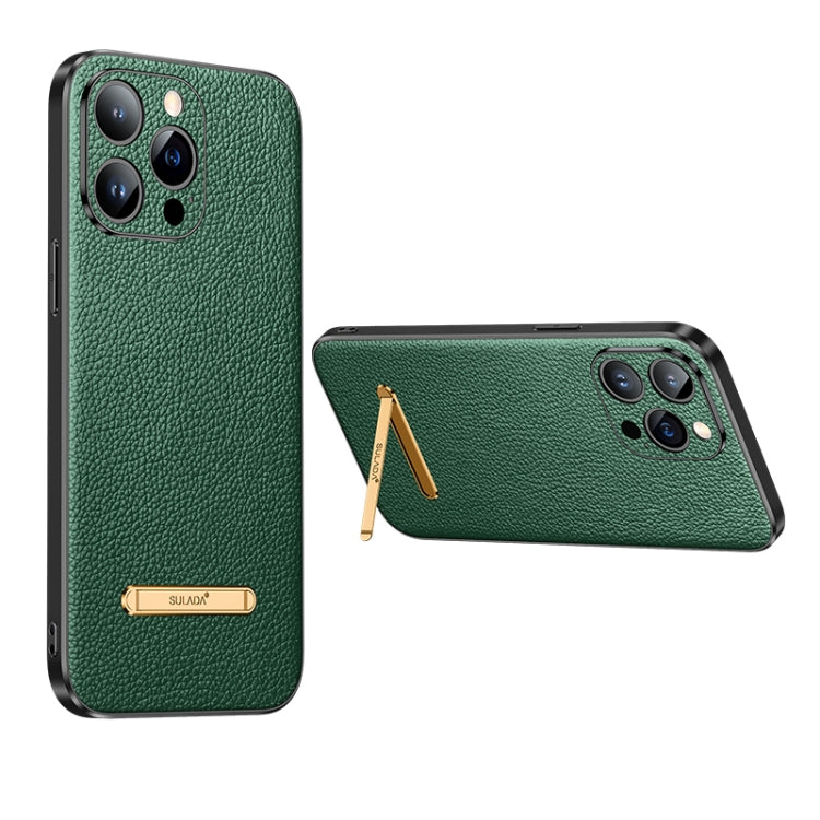 For iPhone 14 Pro SULADA Famous Artisan Series Litchi Leather PC + TPU Phone Case(Dark Green) - iPhone 14 Pro Cases by SULADA | Online Shopping South Africa | PMC Jewellery