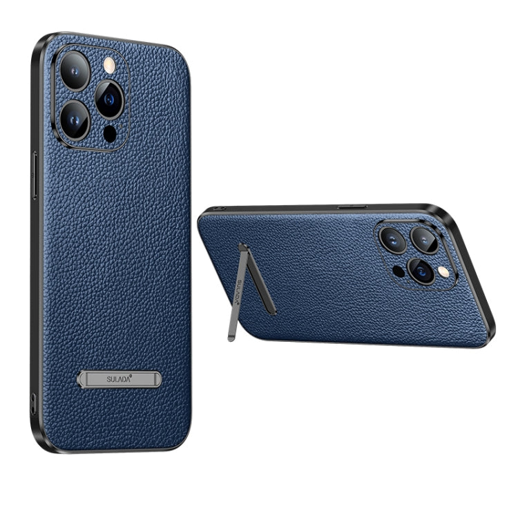 For iPhone 14 Pro Max SULADA Famous Artisan Series Litchi Leather PC + TPU Phone Case(Blue) - iPhone 14 Pro Max Cases by SULADA | Online Shopping South Africa | PMC Jewellery