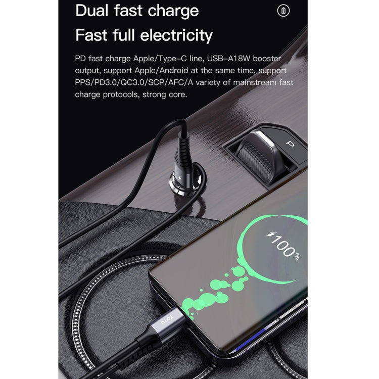 TOTUDESIGN 20W USB Car Fast Charging, Cable Length: 1.2m, Interface:8 Pin(Grey) - Car Charger by TOTUDESIGN | Online Shopping South Africa | PMC Jewellery