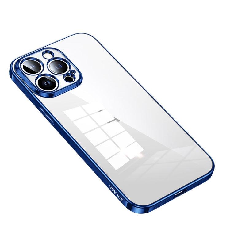 For iPhone 14 Pro SULADA Shine Through Series Plating TPU Transparent Phone Protective Case(Blue) - iPhone 14 Pro Cases by SULADA | Online Shopping South Africa | PMC Jewellery