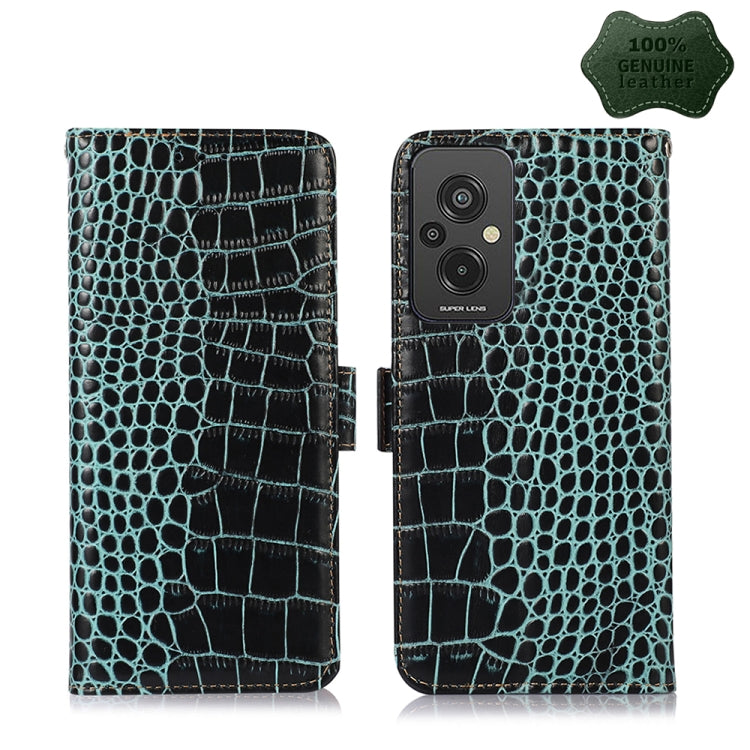 For Xiaomi Redmi 11 Prime 4G Magnetic Crocodile Texture Genuine Leather RFID Phone Case(Green) - Xiaomi Cases by PMC Jewellery | Online Shopping South Africa | PMC Jewellery