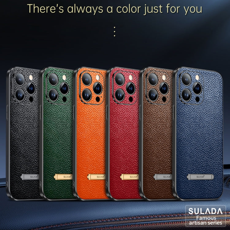 For iPhone 14 Pro SULADA Invisible Bracket Leather Back Cover Phone Case(Orange) - iPhone 14 Pro Cases by SULADA | Online Shopping South Africa | PMC Jewellery