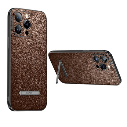 For iPhone 13 SULADA Invisible Bracket Leather Back Cover Phone Case(Brown) - iPhone 13 Cases by SULADA | Online Shopping South Africa | PMC Jewellery