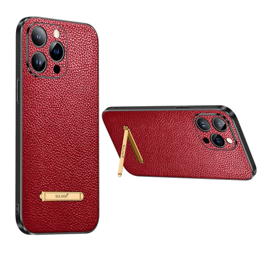 For iPhone 13 Pro SULADA Invisible Bracket Leather Back Cover Phone Case(Red) - iPhone 13 Pro Cases by SULADA | Online Shopping South Africa | PMC Jewellery