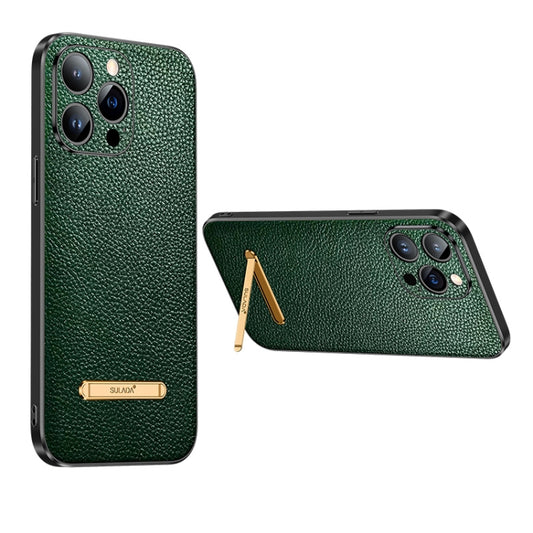 For iPhone 13 Pro Max SULADA Invisible Bracket Leather Back Cover Phone Case(Dark Green) - iPhone 13 Pro Max Cases by SULADA | Online Shopping South Africa | PMC Jewellery
