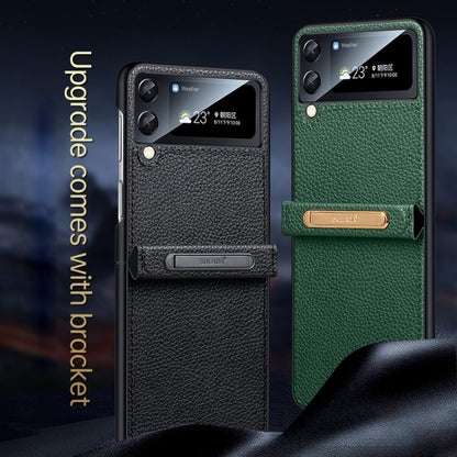 For Samsung Galaxy Z Flip4 SULADA Invisible Bracket Leather Back Cover Phone Case(Dark Green) - Galaxy Z Flip4 5G Cases by SULADA | Online Shopping South Africa | PMC Jewellery