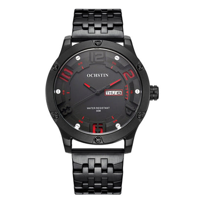 OCHSTIN 7255 Fashion Steel Strap Day-date Quartz Men Watch(Black Red) - Metal Strap Watches by OCHSTIN | Online Shopping South Africa | PMC Jewellery | Buy Now Pay Later Mobicred