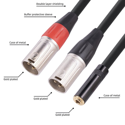 TC227YXK402-03 3.5mm Female to Dual XLR 3pin Male Audio Cable, Length: 30cm(Red Black) - Microphone Audio Cable & Connector by PMC Jewellery | Online Shopping South Africa | PMC Jewellery