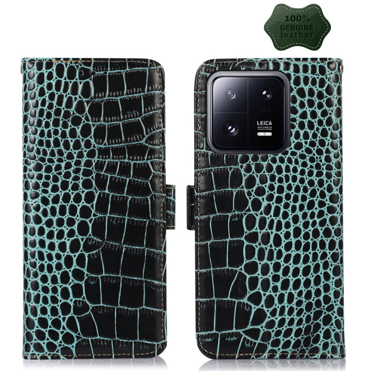 For Xiaomi 13 Pro Crocodile Top Layer Cowhide Leather Phone Case(Green) - 13 Pro Cases by PMC Jewellery | Online Shopping South Africa | PMC Jewellery