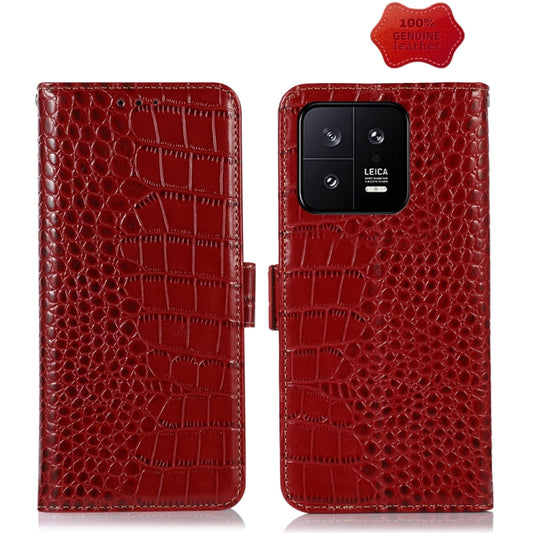 For Xiaomi 13 Crocodile Top Layer Cowhide Leather Phone Case(Red) - 13 Cases by PMC Jewellery | Online Shopping South Africa | PMC Jewellery