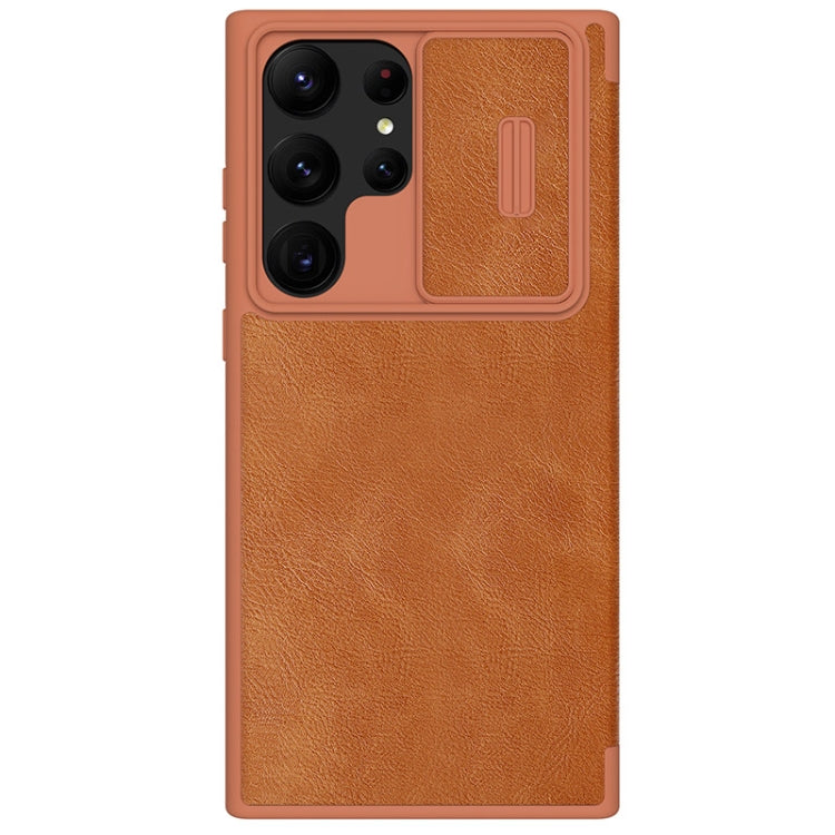 For Samsung Galaxy S23 Ultra 5G NILLKIN QIN Series Pro Sliding Camera Cover Design Leather Phone Case(Brown) - Galaxy S23 Ultra 5G Cases by NILLKIN | Online Shopping South Africa | PMC Jewellery