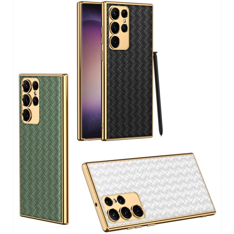 For Samsung Galaxy S23 Ultra 5G GKK Weave Texture Electroplating PU Protective Phone Case(Green) - Galaxy S23 Ultra 5G Cases by GKK | Online Shopping South Africa | PMC Jewellery