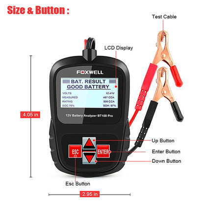 FOXWELL BT100Pro 12V Car Battery Detector Fault Diagnosis Tool - Code Readers & Scan Tools by PMC Jewellery | Online Shopping South Africa | PMC Jewellery