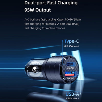 USAMS US-CC176 C36 Aluminum Alloy Transparent Mini Car Charger(Black) - Car Charger by USAMS | Online Shopping South Africa | PMC Jewellery
