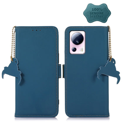 For Xiaomi 13 Lite / Civi 2 Genuine Leather Magnetic RFID Leather Phone Case(Blue) - 13 Lite Cases by PMC Jewellery | Online Shopping South Africa | PMC Jewellery