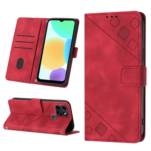 For Infinix Smart 6 Skin-feel Embossed Leather Phone Case(Red) - Infinix Cases by PMC Jewellery | Online Shopping South Africa | PMC Jewellery