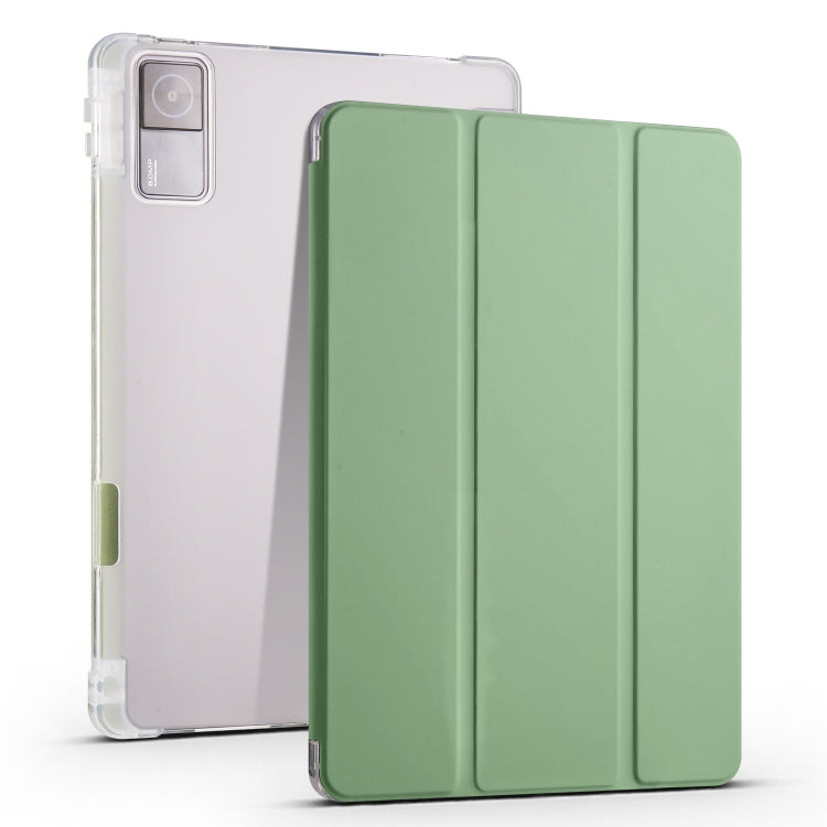 For Xiaomi Redmi Pad 10.61 3-folding Transparent TPU Smart Leather Tablet Case with Pen slot(Matcha Green) -  by PMC Jewellery | Online Shopping South Africa | PMC Jewellery