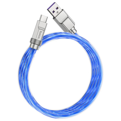 hoco U113 100W USB to USB-C/Type-C Silicone Fast Charging Data Cable, Length: 1m(Blue) - USB-C & Type-C Cable by hoco | Online Shopping South Africa | PMC Jewellery