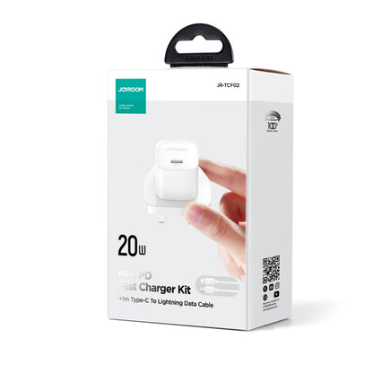 JOYROOM JR-TCF02 PD Type-C 20W Mini Charger with 1m Type-C to 8Pin Cable, Plug:UK Plug(White) - USB Charger by JOYROOM | Online Shopping South Africa | PMC Jewellery