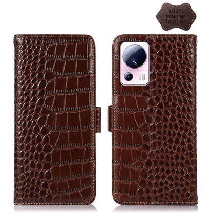 For Xiaomi 13 Lite / Civi 2 Crocodile Top Layer Cowhide Leather Phone Case(Brown) - 13 Lite Cases by PMC Jewellery | Online Shopping South Africa | PMC Jewellery