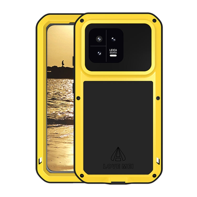 For Xiaomi 13 LOVE MEI Metal Shockproof Life Waterproof Dustproof Phone Case(Yellow) - 13 Cases by LOVE MEI | Online Shopping South Africa | PMC Jewellery