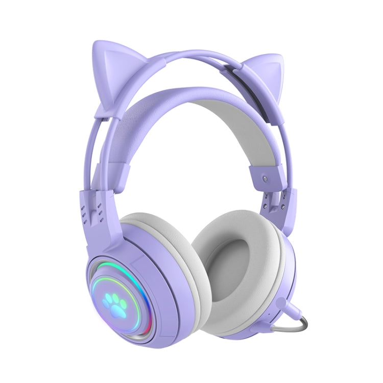 T25 RGB Stereo Cat Ear Bluetooth Wireless Headphones with Detachable Microphone(Purple) - Headset & Headphone by PMC Jewellery | Online Shopping South Africa | PMC Jewellery