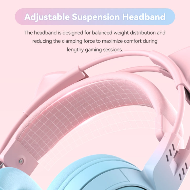 T25 RGB Stereo Cat Ear Bluetooth Wireless Headphones with Detachable Microphone(Pink) - Headset & Headphone by PMC Jewellery | Online Shopping South Africa | PMC Jewellery