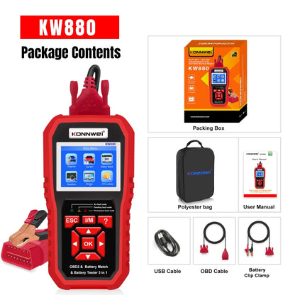 KONNWEI KW880 3 in 1 Car OBD2 Fault Diagnosis + Battery Tester + Battery Match Reset - Code Readers & Scan Tools by KONNWEI | Online Shopping South Africa | PMC Jewellery | Buy Now Pay Later Mobicred