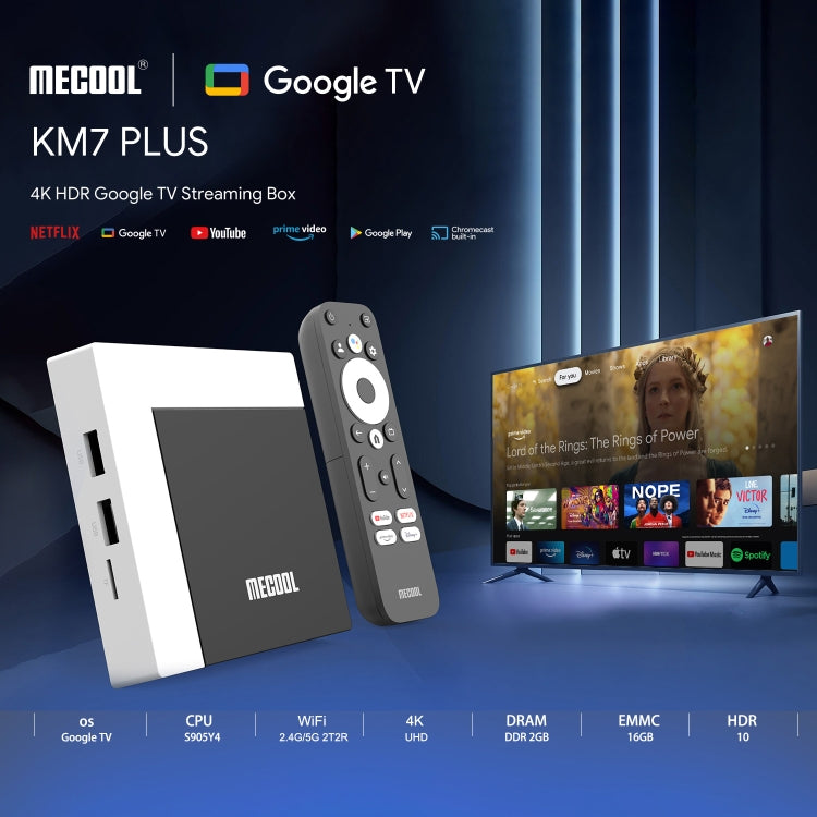 MECOOL KM7 Plus Android 10.0 Smart TV Set Top Box, Amlogic S905Y4 Quad Core, 2GB+16GB, Plug Type:US Plug - Amlogic S905 by MECOOL | Online Shopping South Africa | PMC Jewellery