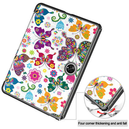 For OnePlus Pad Custer Painted 3-Fold Holder Smart Leather Tablet Case(Colorful Butterflies) - Others by PMC Jewellery | Online Shopping South Africa | PMC Jewellery