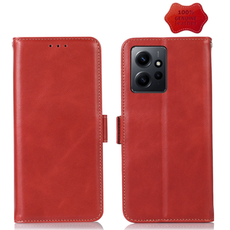 For Xiaomi Redmi Note 12 4G Global Crazy Horse Top Layer Cowhide Leather Phone Case(Red) - Note 12 Cases by PMC Jewellery | Online Shopping South Africa | PMC Jewellery