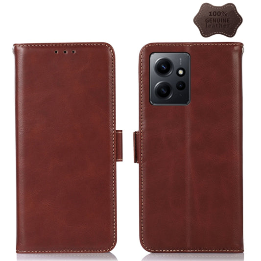 For Xiaomi Redmi Note 12 4G Global Crazy Horse Top Layer Cowhide Leather Phone Case(Brown) - Note 12 Cases by PMC Jewellery | Online Shopping South Africa | PMC Jewellery