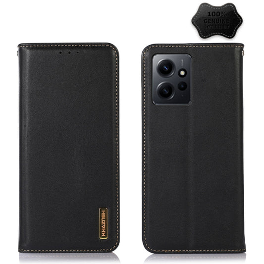 For Xiaomi Redmi Note 12 4G Global KHAZNEH Nappa Top Layer Cowhide Leather Phone Case(Black) - Note 12 Cases by PMC Jewellery | Online Shopping South Africa | PMC Jewellery