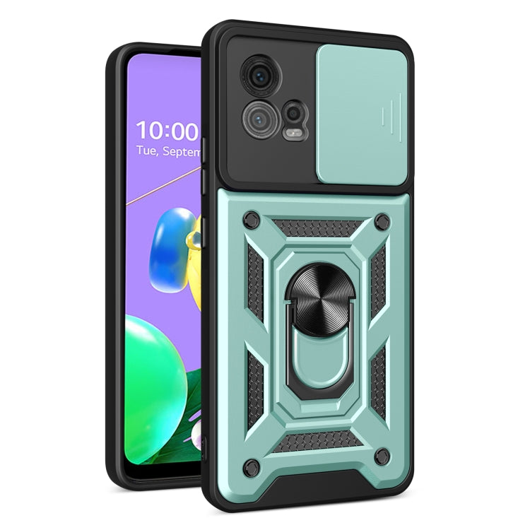 For Motorola Moto G72 Sliding Camera Cover Design TPU+PC Phone Case(Green) - Motorola Cases by PMC Jewellery | Online Shopping South Africa | PMC Jewellery