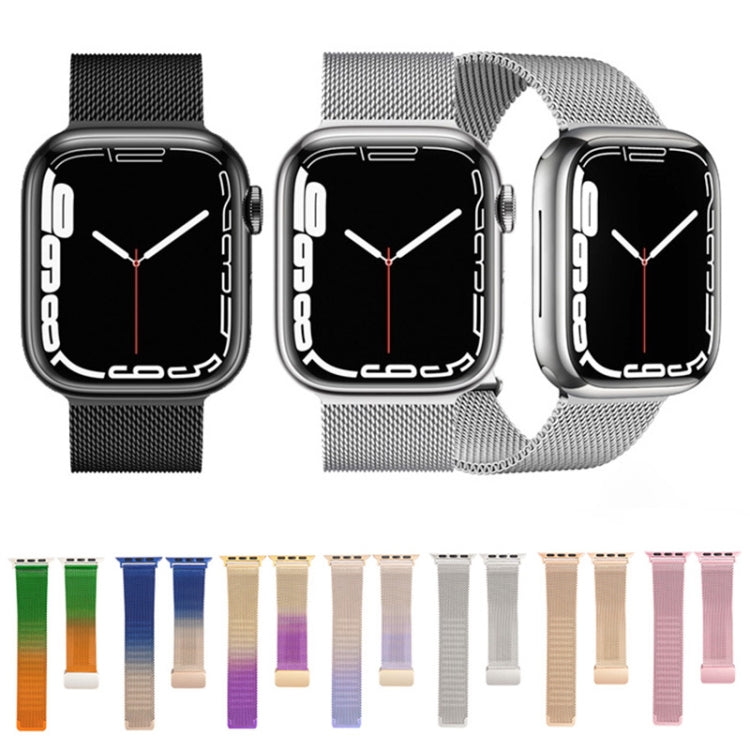 Milan Fold Buckle Metal Watch Band For Apple Watch Series 8&7 41mm / SE 2&6&SE&5&4 40mm / 3&2&1 38mm (Gradient Purple) - Watch Bands by PMC Jewellery | Online Shopping South Africa | PMC Jewellery