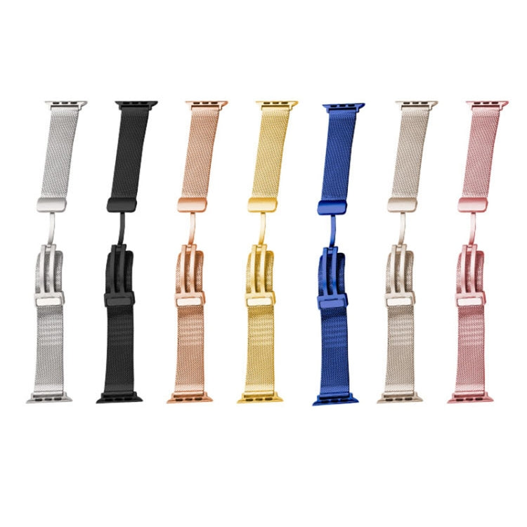 Milan Fold Buckle Metal Watch Band For Apple Watch Series 8&7 41mm / SE 2&6&SE&5&4 40mm / 3&2&1 38mm (Orange Green) - Watch Bands by PMC Jewellery | Online Shopping South Africa | PMC Jewellery