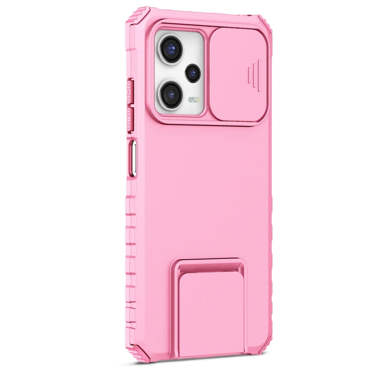 For Xiaomi Redmi Note 12 Pro 5G / Poco X5 Pro Stereoscopic Holder Sliding Camshield Phone Case(Pink) - Note 12 Pro Cases by PMC Jewellery | Online Shopping South Africa | PMC Jewellery