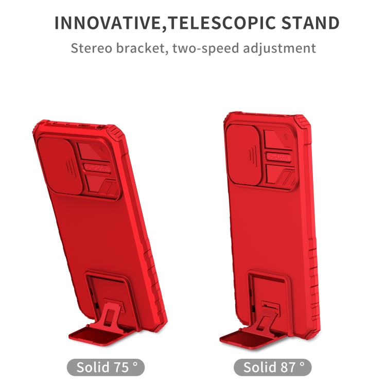 For Xiaomi Redmi Note 12 Pro 5G / Poco X5 Pro Stereoscopic Holder Sliding Camshield Phone Case(Red) - Note 12 Pro Cases by PMC Jewellery | Online Shopping South Africa | PMC Jewellery