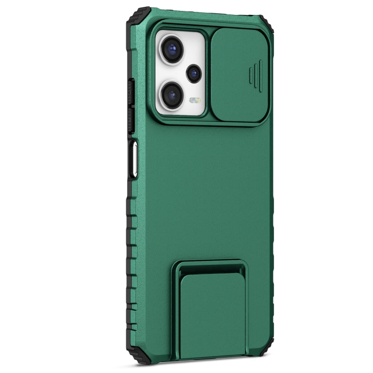 For Xiaomi Redmi Note 12 Pro 5G / Poco X5 Pro Stereoscopic Holder Sliding Camshield Phone Case(Green) - Note 12 Pro Cases by PMC Jewellery | Online Shopping South Africa | PMC Jewellery