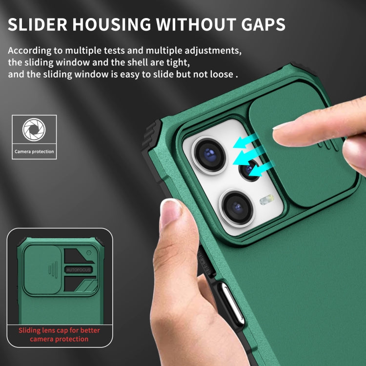 For Xiaomi Redmi Note 12 Pro 5G / Poco X5 Pro Stereoscopic Holder Sliding Camshield Phone Case(Green) - Note 12 Pro Cases by PMC Jewellery | Online Shopping South Africa | PMC Jewellery