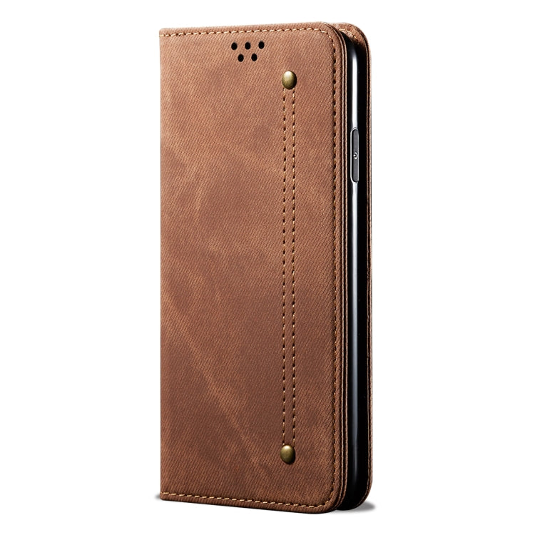 For Huawei P60/P60 Pro Denim Texture Leather Phone Case(Brown) - Huawei Cases by PMC Jewellery | Online Shopping South Africa | PMC Jewellery