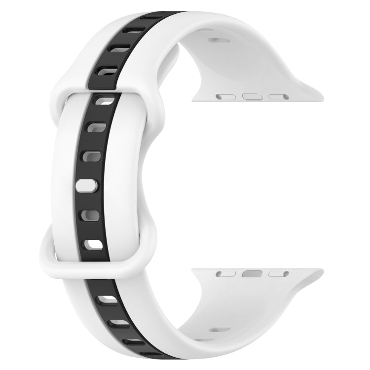 Nail Buckle Two-color Watch Band For Apple Watch Ultra 49mm / Series 8&7 45mm / SE 2&6&SE&5&4 44mm / 3&2&1 42mm(White Black) - Smart Wear by PMC Jewellery | Online Shopping South Africa | PMC Jewellery