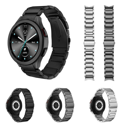 For Samsung Galaxy Watch5 / Watch5 Pro / Watch4 / Watch4 Classic Universal Titanium Alloy Three Plants Flat Buckle Watch Band(Black) - Smart Wear by PMC Jewellery | Online Shopping South Africa | PMC Jewellery